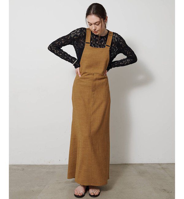 Drawing Numbers「【Drawing Numbers】フェイクリネンサロペットワンピース」|ワンピース|