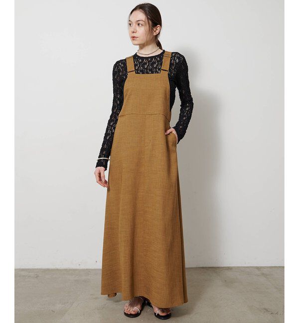 Drawing Numbers「【Drawing Numbers】フェイクリネンサロペットワンピース」|ワンピース|