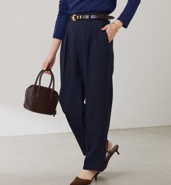  「ウールライクテーパードパンツ」|チノ|ネイビー