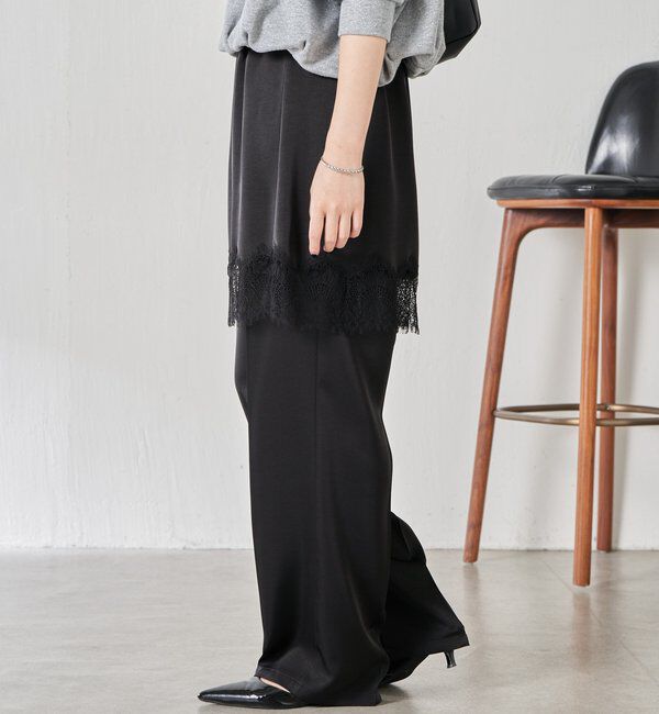  「【セットアイテム】サテンレースレイヤードパンツ/レイヤード」|チノ|