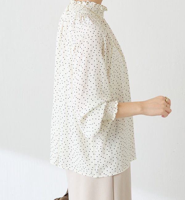 「ハイネックシャーリングドットブラウス」|シャツ・ブラウス|