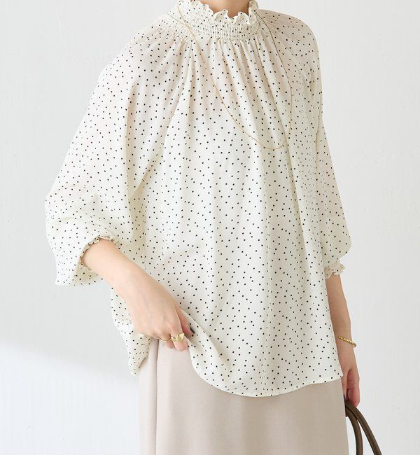  「ハイネックシャーリングドットブラウス」|シャツ・ブラウス|