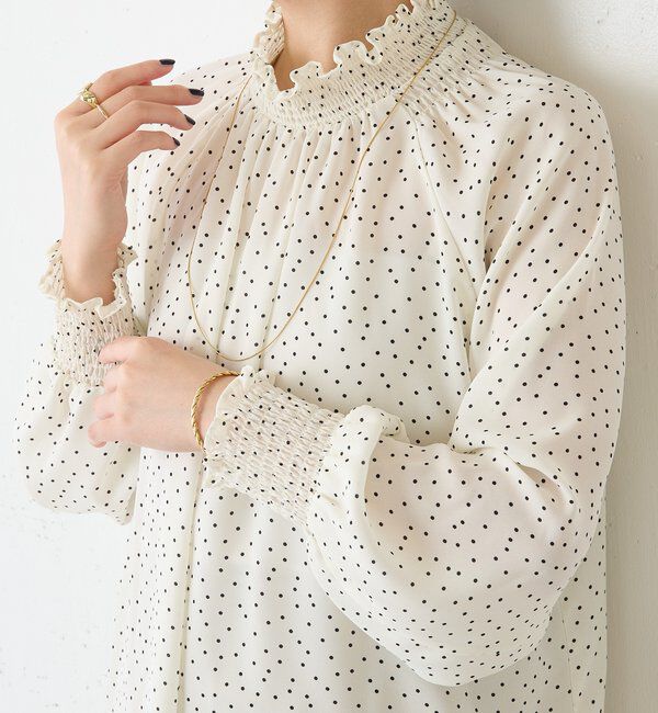  「ハイネックシャーリングドットブラウス」|シャツ・ブラウス|