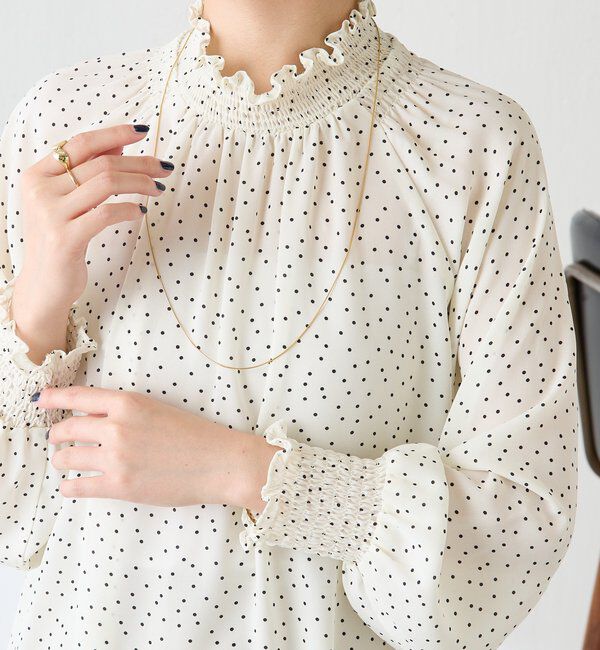  「ハイネックシャーリングドットブラウス」|シャツ・ブラウス|
