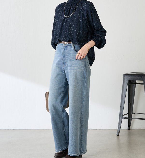  「ハイネックシャーリングドットブラウス」|シャツ・ブラウス|