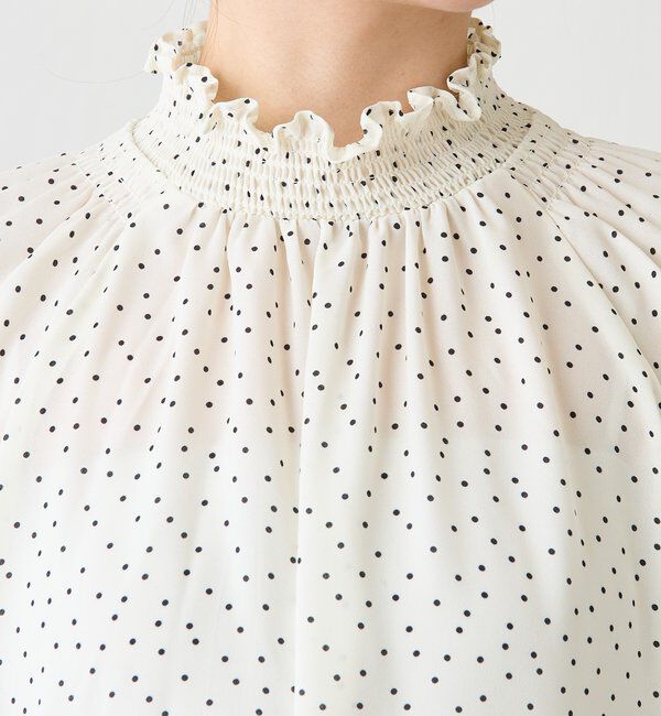  「ハイネックシャーリングドットブラウス」|シャツ・ブラウス|