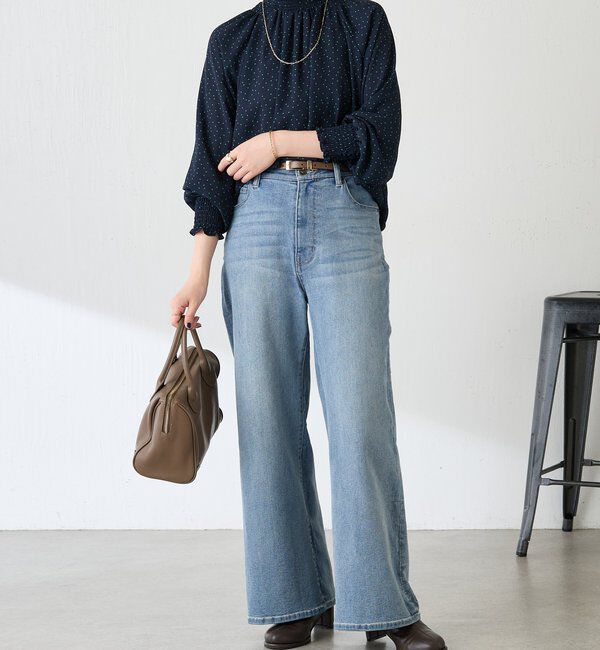  「ハイネックシャーリングドットブラウス」|シャツ・ブラウス|