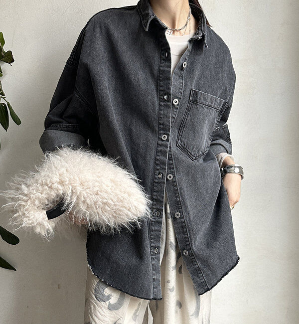  「【新色追加】ダメージデニムシャツ」|シャツ・ブラウス|