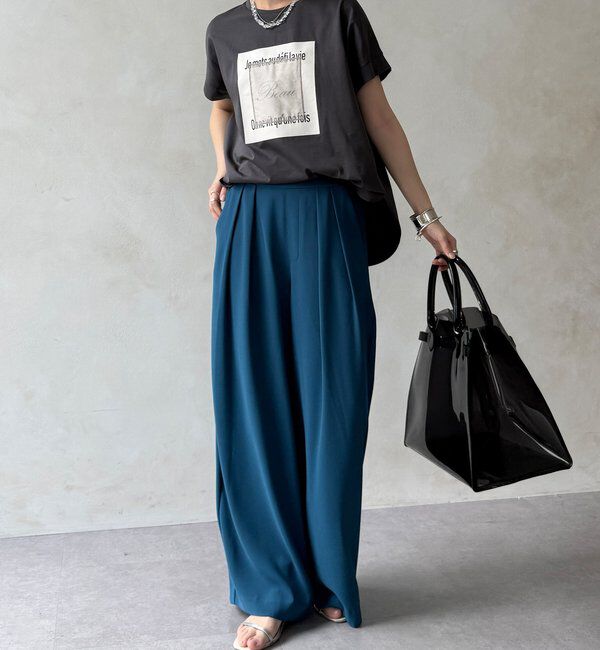  「【累計販売数3万枚突破/21色4サイズ展開！】タックワイドパンツ」|チノ|