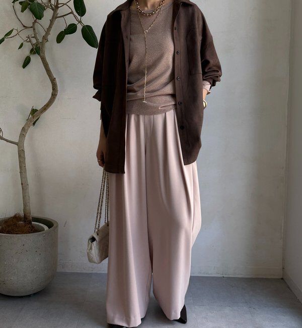  「【累計販売数3万枚突破/21色4サイズ展開！】タックワイドパンツ」|チノ|