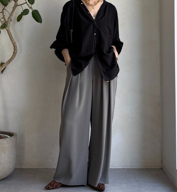  「【累計販売数3万枚突破/21色4サイズ展開！】タックワイドパンツ」|チノ|