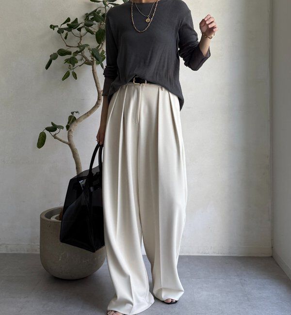  「【柔らかい着心地】袖シアーリブTEE」|Tシャツ・カットソー|