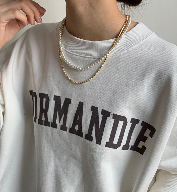  「パール&times;ボールチェーンネックレス」|ネックレス|