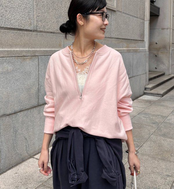  「【新色追加】【インフルエンサー OKOCHI企画】ハーフジップスウェット」|Tシャツ・カットソー|ピンク