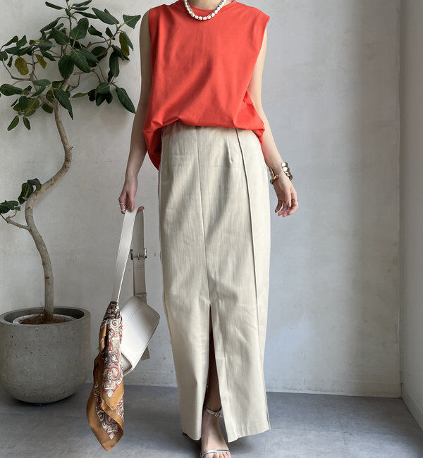  「【一部WEB限定カラー】リヨセルデニムボックスピンタックスカート」|スカート|