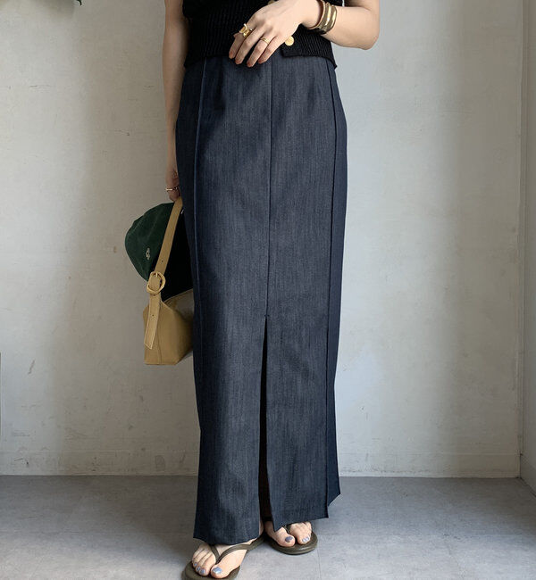  「【一部WEB限定カラー】リヨセルデニムボックスピンタックスカート」|スカート|