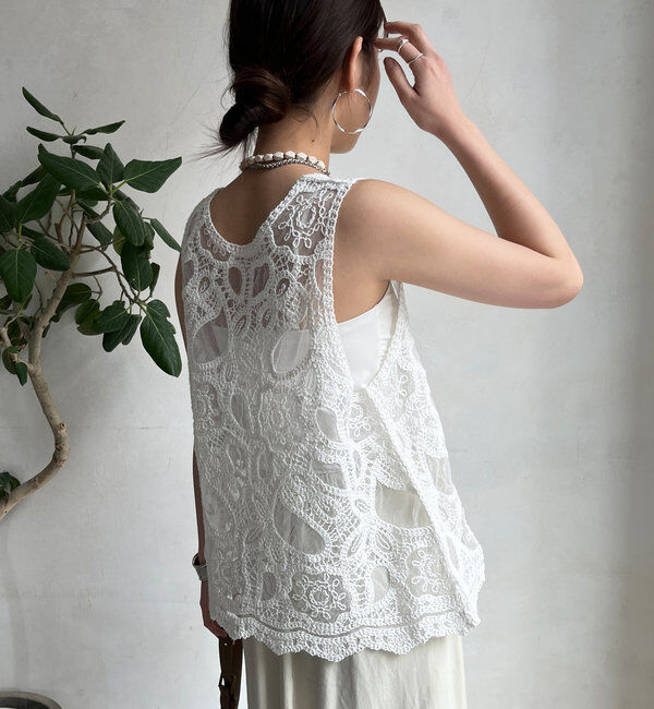  「刺繍前後2WAYレースタンク」|シャツ・ブラウス|