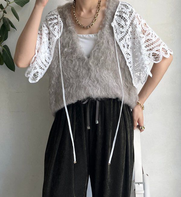  「【REI企画カラーあり】【前後2WAY】シャギーニットベスト」|ニット・セーター|