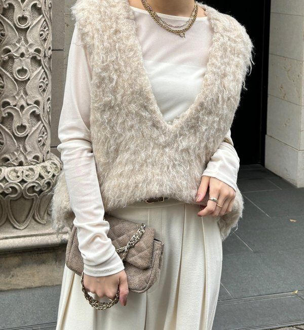  「【REI企画カラーあり】【前後2WAY】シャギーニットベスト」|ニット・セーター|