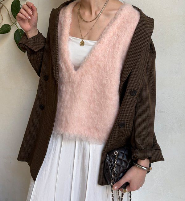  「【REI企画カラーあり】【前後2WAY】シャギーニットベスト」|ニット・セーター|ピンク