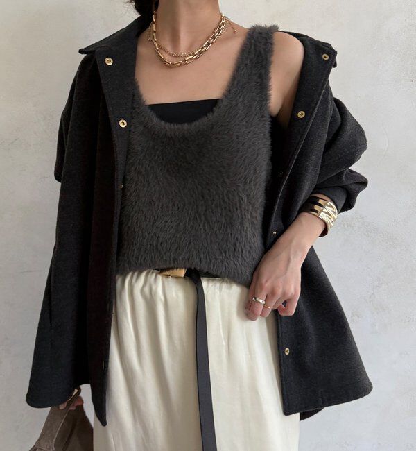  「前後2WAYシャギーニットタンクベスト」|ニット・セーター|