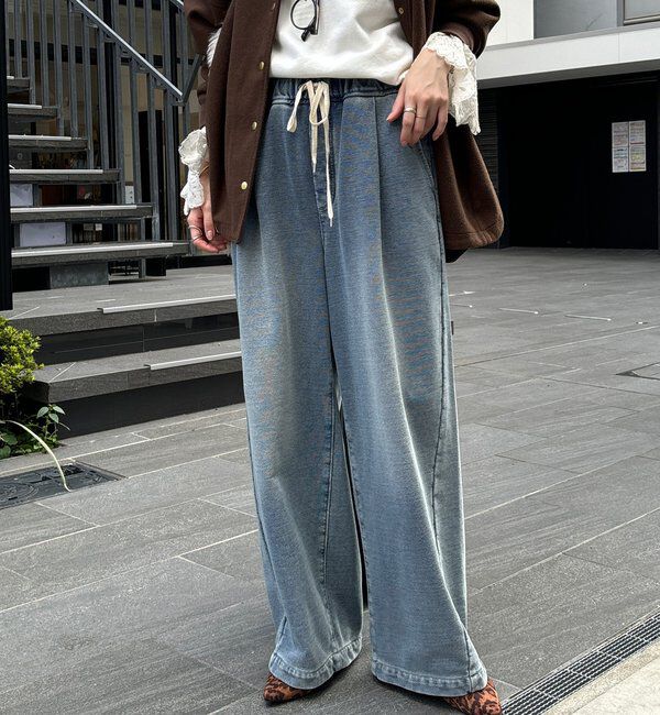  「【デニムなのにスウェット!?】デニムスウェットパンツ」|チノ|