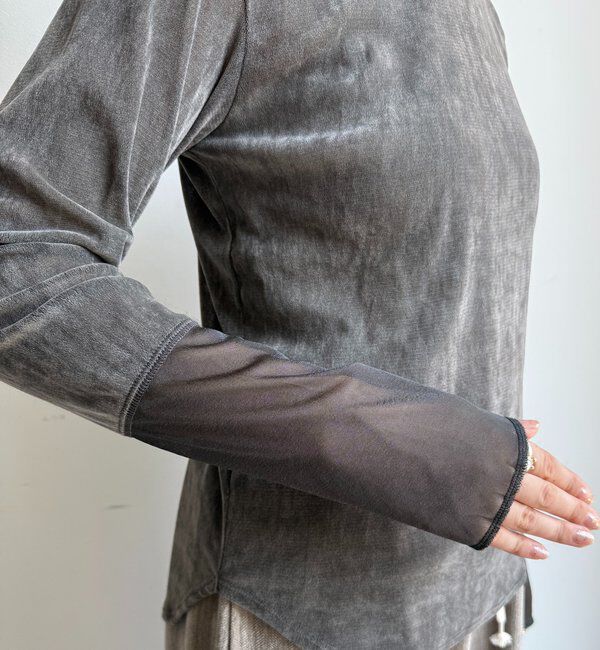  「【新色追加】チュールフロッキーシアー切替TEE」|Tシャツ・カットソー|