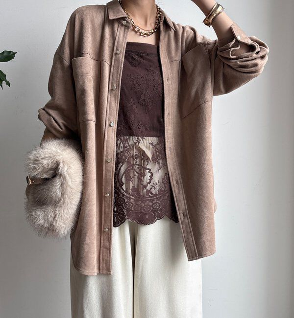  「スウェードシャツ」|シャツ・ブラウス|グレージュ