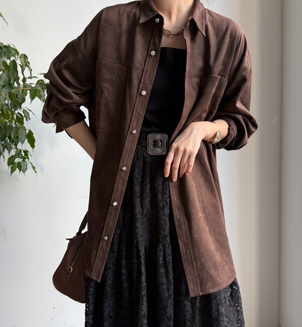  「スウェードシャツ」|シャツ・ブラウス|ダークブラウン