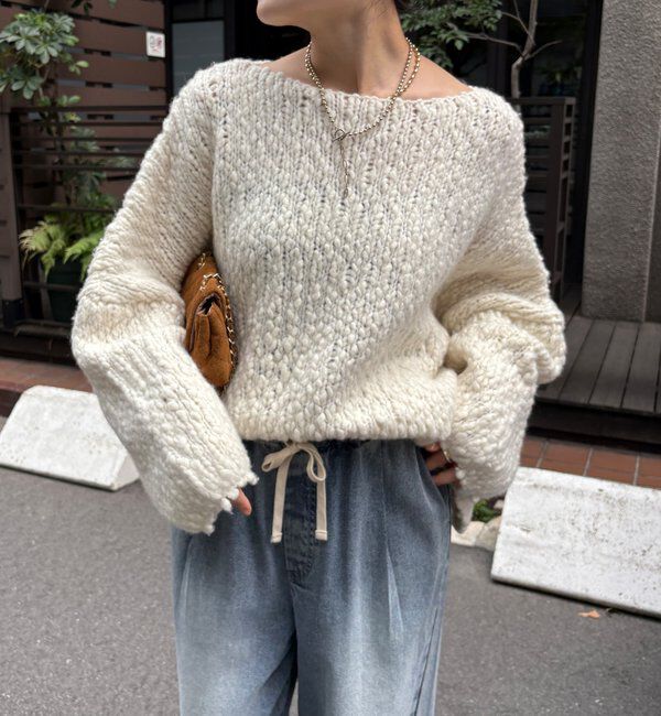  「ウールスラブロービングニット」|ニット・セーター|オフホワイト