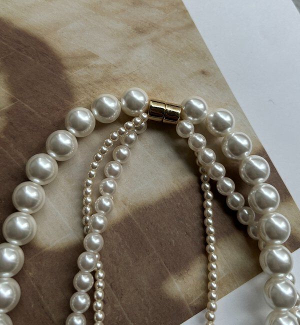  「マグネット3連パールネックレス」|ネックレス|