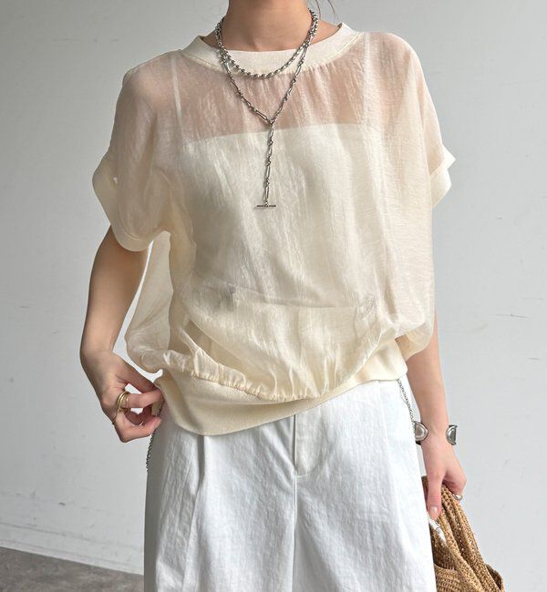  「【WEB限定】ロゴタンクセット布帛切替ニットプルオーバー」|ニット・セーター|