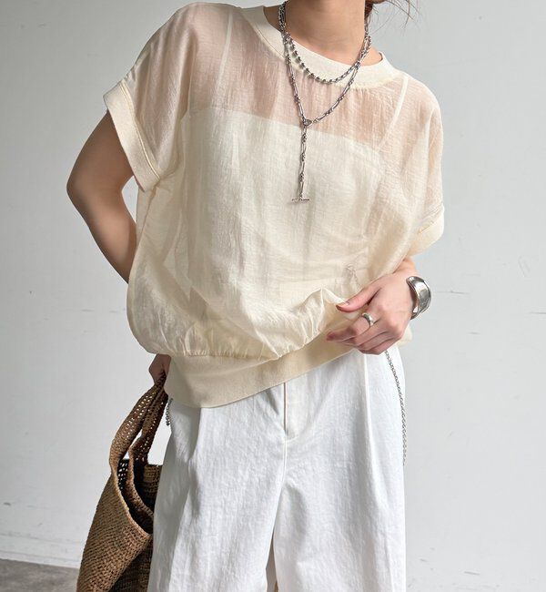  「【WEB限定】ロゴタンクセット布帛切替ニットプルオーバー」|ニット・セーター|