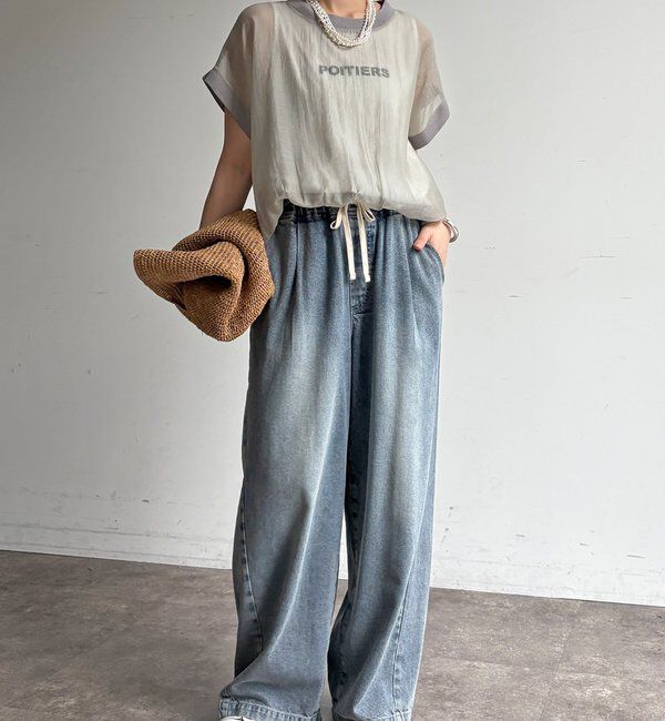  「【WEB限定】ロゴタンクセット布帛切替ニットプルオーバー」|ニット・セーター|