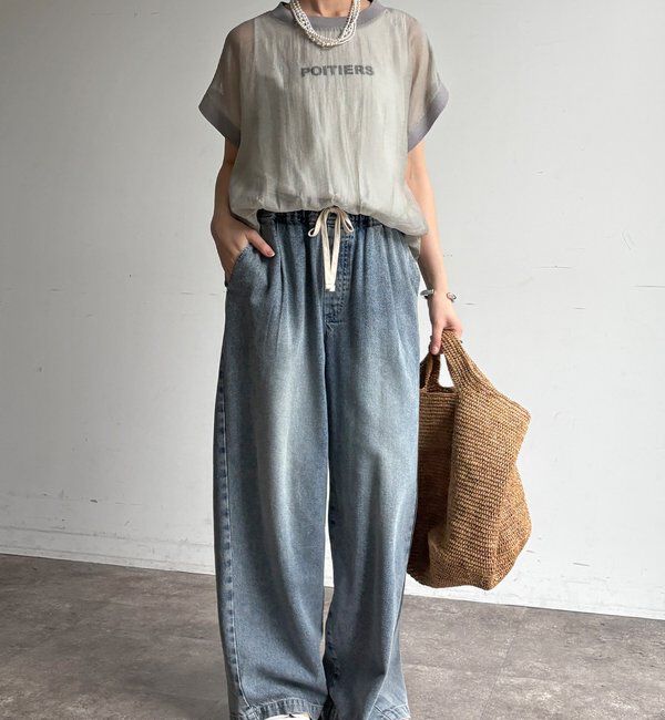  「【WEB限定】ロゴタンクセット布帛切替ニットプルオーバー」|ニット・セーター|