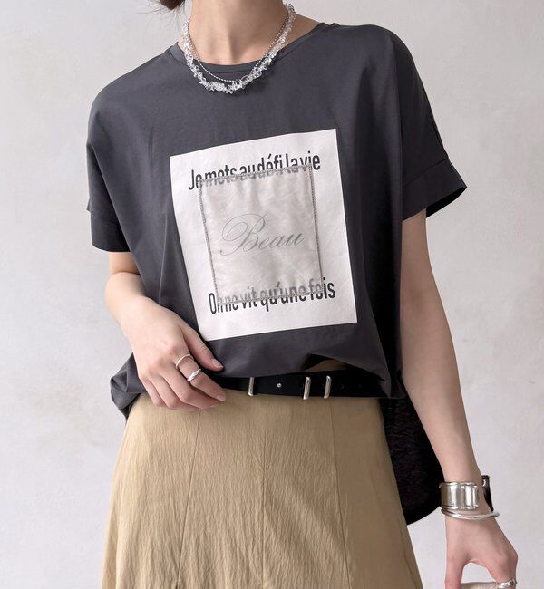  「【WEB限定】BeauオーガンジーロゴTEE」|Tシャツ・カットソー|チャコールグレー