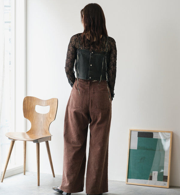  「【3サイズ】デニムタックワイドパンツ」|デニム|