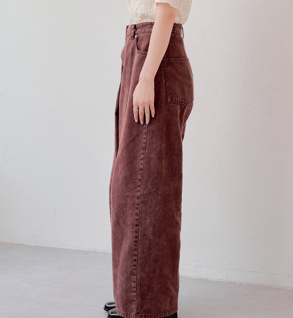  「【3サイズ】デニムタックワイドパンツ」|デニム|