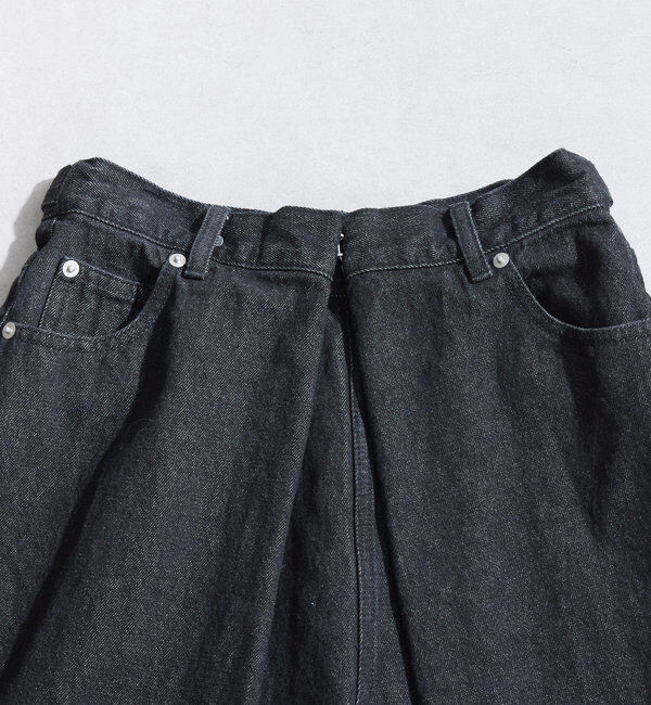  「【3サイズ】デニムタックワイドパンツ」|デニム|
