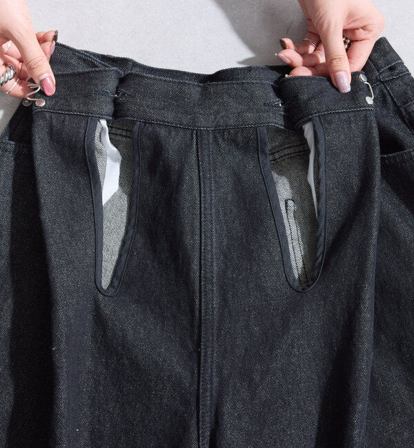  「【3サイズ】デニムタックワイドパンツ」|デニム|