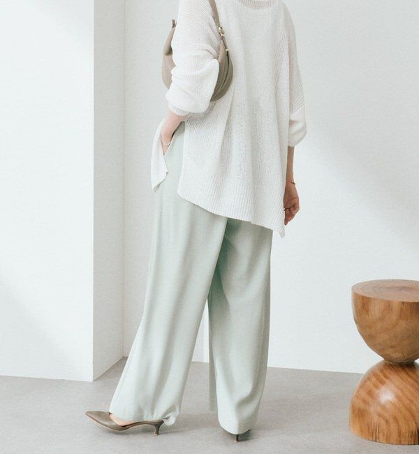  「【ウォッシャブル】【シーズンレスで使える】タックワイドスラックス」|チノ|