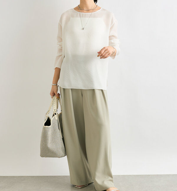  「【ウォッシャブル】【シーズンレスで使える】タックワイドスラックス」|チノ|