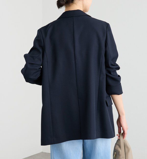  「【軽い着心地】ピーチツイルピークドラペルジャケット」|テーラードジャケット|