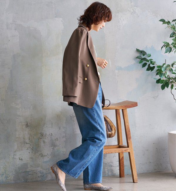  「【軽い着心地】ピーチツイルピークドラペルジャケット」|テーラードジャケット|