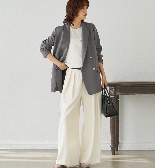  「【軽い着心地】ピーチツイルピークドラペルジャケット」|テーラードジャケット|