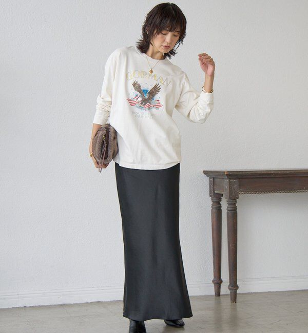  「【リラクシーな履き心地】ヴィンテージサテンバイアススカート」|スカート|