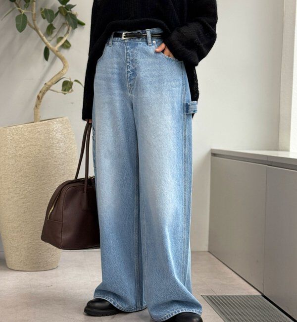  「【MONN.:.(モン)】ルーズペインターデニム」|デニム|ブルー