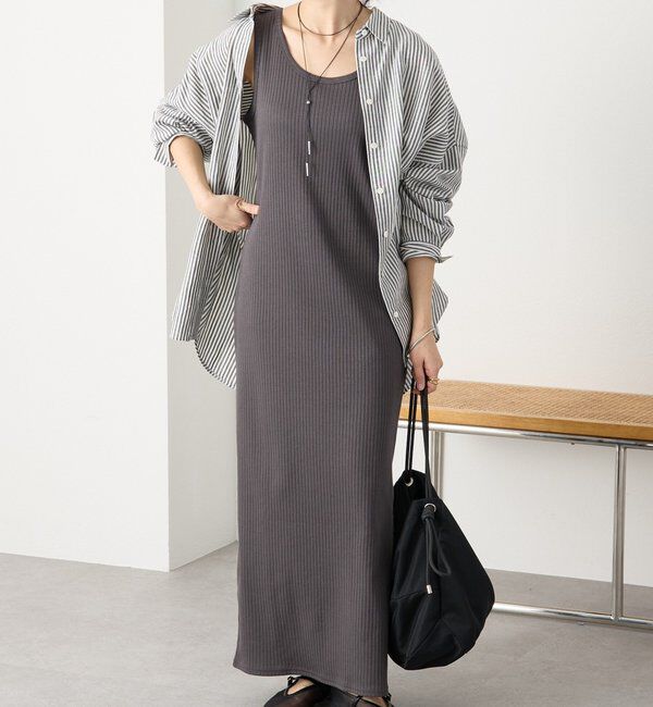  「【シリーズ累計販売数一万枚突破！】2WAYリブタンクワンピース」|ワンピース|チャコールグレー