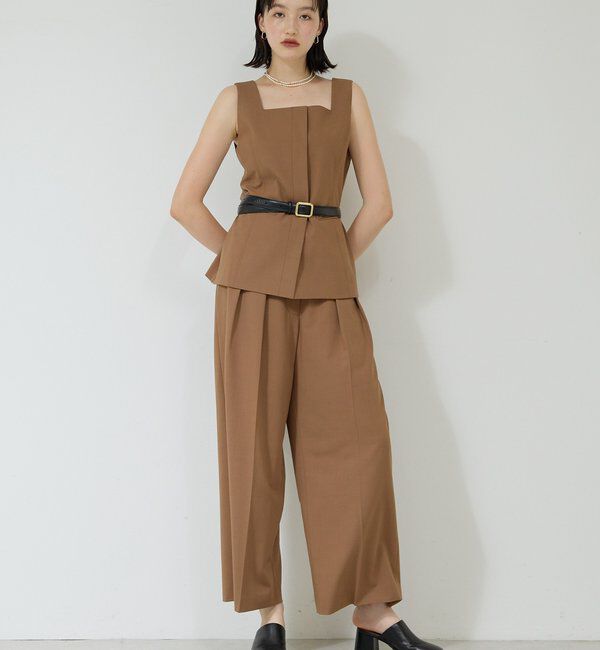  「【新色BR登場/セットアップ対応】ダブルタックパンツ」|スラックス|