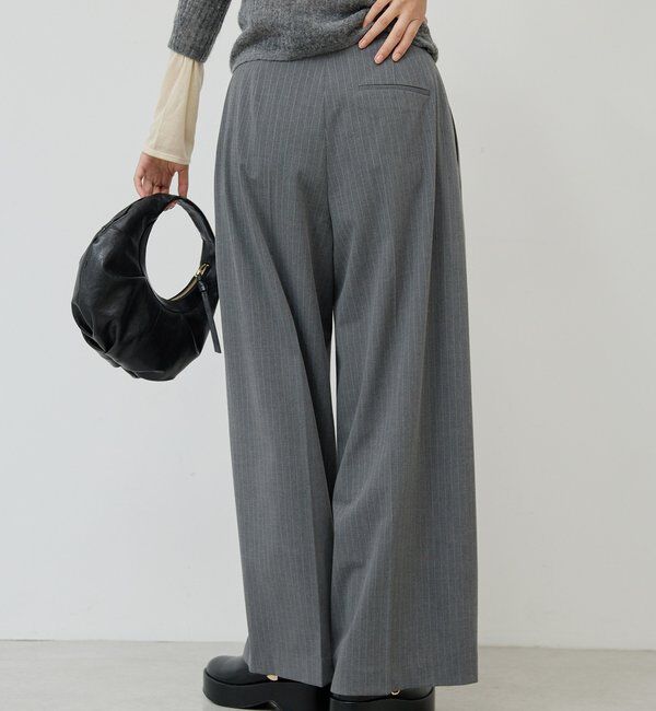  「【手洗い可能】【3サイズ展開】ストライプダブルタックパンツ」|チノ|